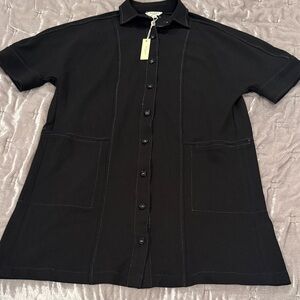 Max Studio Black Collared Shirt Dress